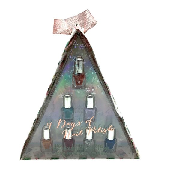 7 Days Of Nail Polish Holiday Gift Set Nail Studio Shimmer Glitter Shine Mini - Picture 1 of 2